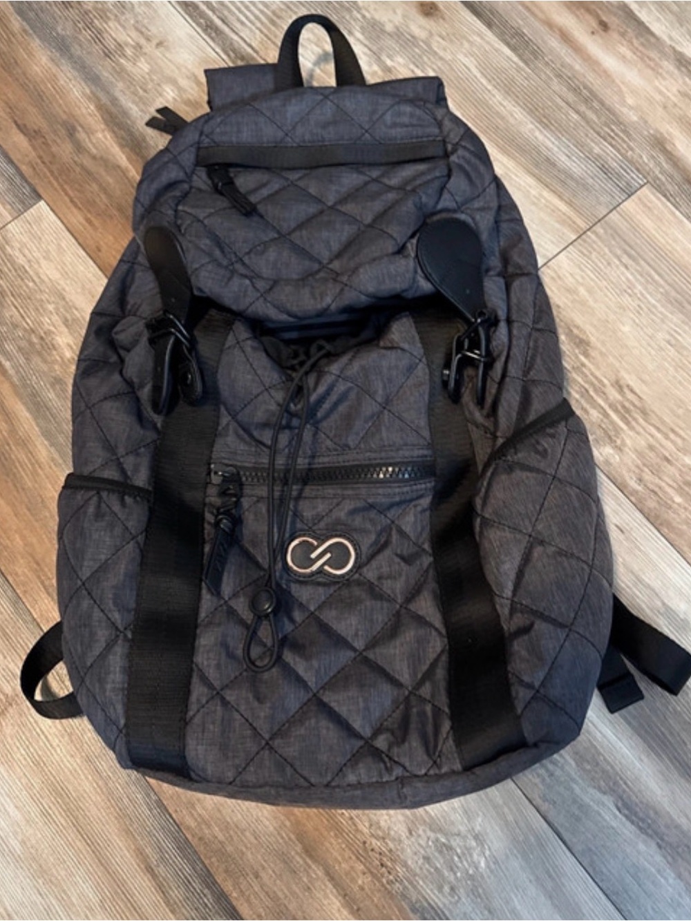 Calia Quilted Grey Backpack with Front Zip Pocket